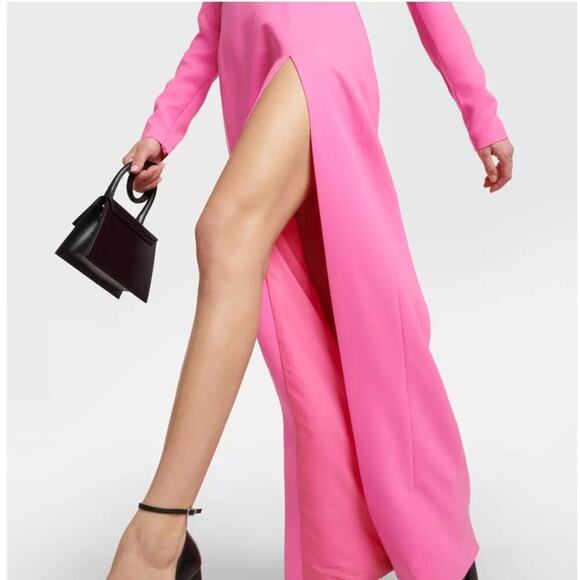 $1400 Monot Off Shoulder Fuchsia Pink Long Sleeve Maxi Dress Sz M - Picture 4 of 16